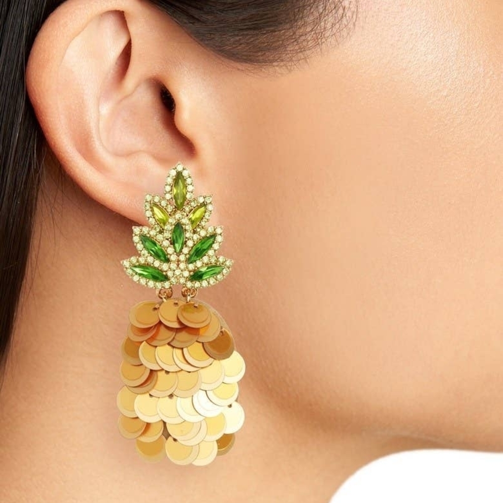 NWT Kate Spade By the Pool Pineapple  Statement Earrings